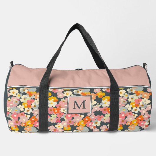 Sac De Sport Monogramme rose et gris Fleur initiale grande (Recto)