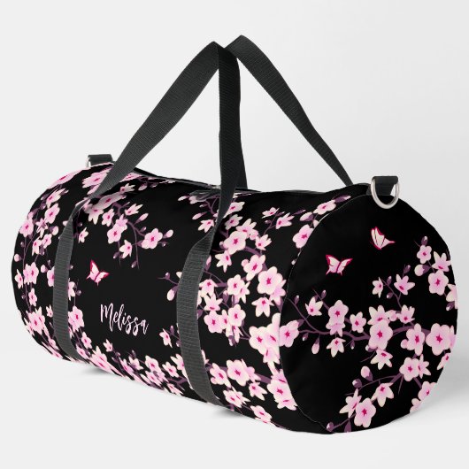Sac De Sport Monogramme rose noire en fleurs de cerisier (Coin gauche)