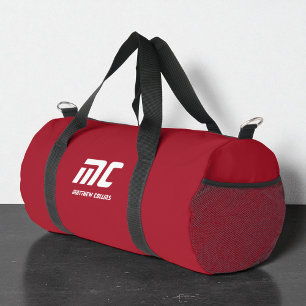 Sac De Sport Monogramme rouge minimaliste blanc nom personnalis