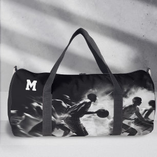 Sac De Sport Monogramme sportif, noir et blanc, basket-ball