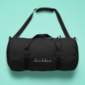 Sac De Sport Monogramme Tendance | Nom de Script Noir Moderne