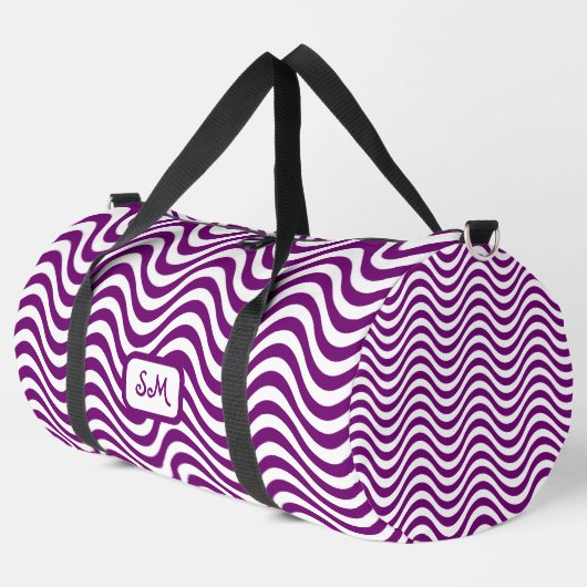 Sac De Sport Monogramme violet blanc ondulée rayures psychédéli (Coin gauche)