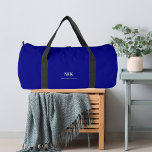 Sac De Sport Monographie de nom blanc bleu marine<br><div class="desc">Arrière - plan bleu marine,  texte blanc. Personnalisez et ajoutez vos initiales monographiques et votre nom complet.</div>