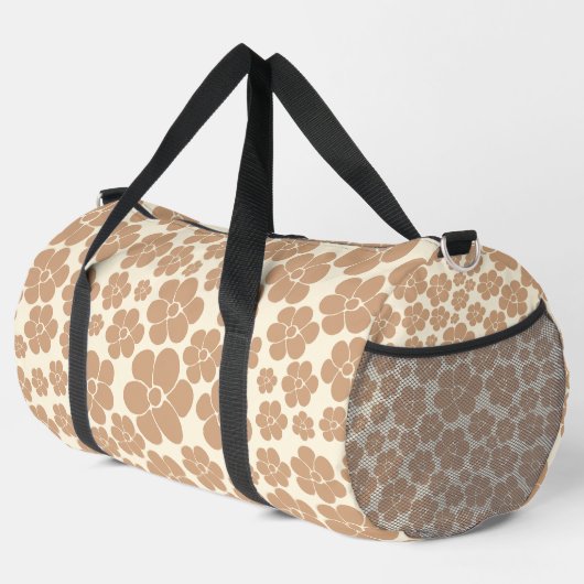 Sac De Sport Motif à fleurs en Tan et Crème (Coin droit)