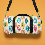 Sac De Sport Motif Abstrait tribal coloré Monogramme<br><div class="desc">Monogramme Colorful Tribal Abstrait Motif Personnalisé Nom Duffle Sac Sport Sac Gym Sac dispose d'un élégant motif ethnique coloré en turquoise, orange, jaune et rose sur un arrière - plan blanc. Ajoutez votre monogramme, nom ou texte personnalisé pour un cadeau fabuleux pour votre famille et vos amis. Créé par Evco...</div>