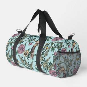 Sac De Sport Motif botanique de couleur bleue de style vintage