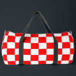 Sac De Sport Motif chèque À damiers blanc rouge<br><div class="desc">Chèque rouge et blanc À damiers conception Motif Carré géométrique</div>