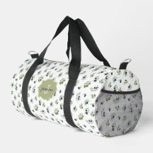 Motif chic aquarelle Monogramme nom Vert olive
