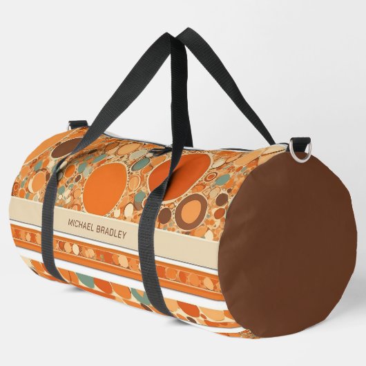 Sac De Sport Motif circulaire orange Abstrait rétro personnalis (Coin gauche)