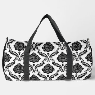 Sac De Sport Motif Damassé Rococo Noir sur Blanc