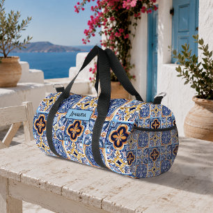 Sac De Sport Motif de carreaux de majolique bleue sicilienne