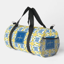 Motif de carreaux de nom de monogramme de citron d