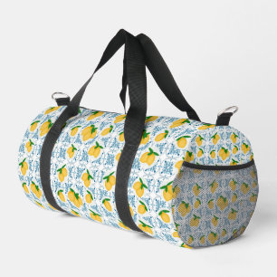 Sac De Sport Motif de carrelage bleu citron de campagne françai