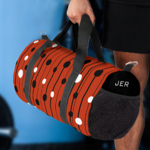Sac De Sport Motif de cercles et de lignes modernes rouge noir 