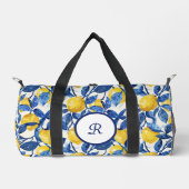 Sac De Sport Motif de citron en aquarelle bleue monogramme (Recto)