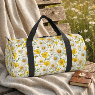 Sac De Sport Motif de fleur sauvage à l'aquarelle jaune