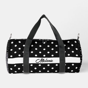 Sac De Sport Motif de nom à pois noir et blanc joli