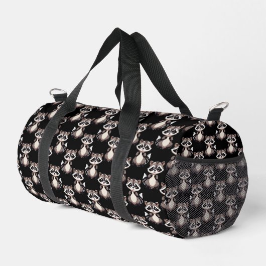 Sac De Sport Motif de Raton Laveur Noir Design  (Coin droit)