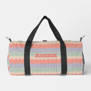 Sac De Sport Motif de tricot pastel scandinave personnalisé nom