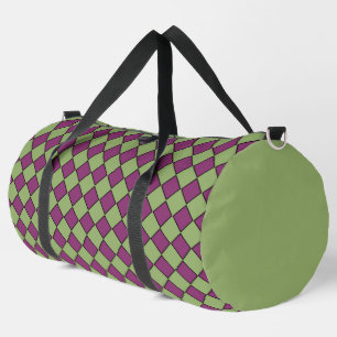 Sac De Sport Motif diamant à carreaux vert et violet Large