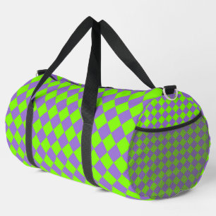 Sac De Sport Motif diamant à carreaux violet vert grand