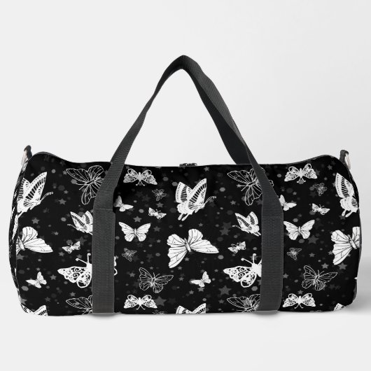 Sac De Sport Motif d'illustration noir blanc papillon (Recto)