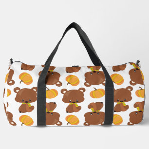 Sac De Sport Motif D'Ours, Ours Mignons, Automne, Citrouille