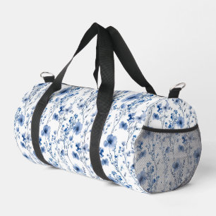 Sac De Sport Motif floral aquarelle de fleurs sauvages bleues e