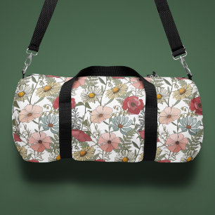 Sac De Sport Motif floral de fleurs sauvages Boho Monogramme