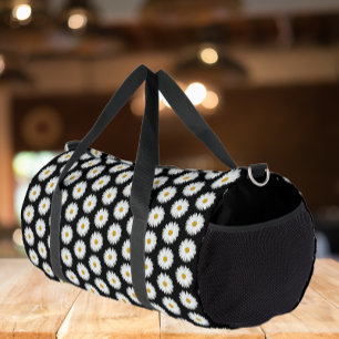 Sac De Sport Motif floral marguerrier blanc sur noir