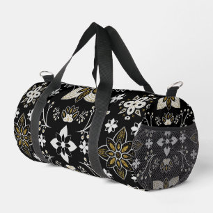 Sac De Sport Motif floral noir et blanc orné