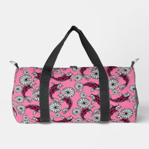 Sac De Sport Motif folklorique de carpe rose indigo japonais