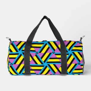 Sac De Sport Motif géométrique bleu jaune violet Aqua noir