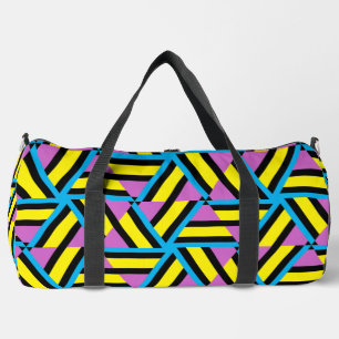 Sac De Sport Motif géométrique bleu jaune violet Aqua noir