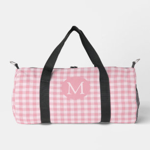 Sac De Sport Motif Gingham Rose Vichy Fille Monogramme