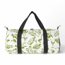 Motif Méditerranéen Feuille d'Olive Blanche Vert S