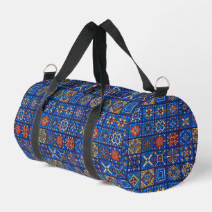 Sac De Sport Motifs géométriques d'art folklorique bleu cobalt 