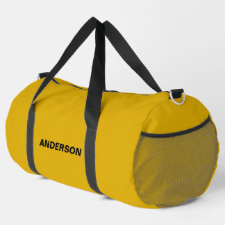 Sac De Sport Mustard Jaune Couleur Solide Nom personnalisé