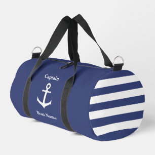 Sac De Sport Nautique bleu foncé blanc Ancre Nom du bateau Capi