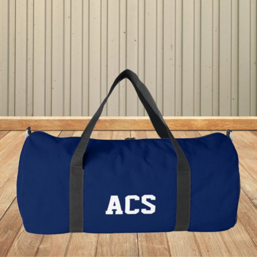 Sac De Sport Navy Blue and White School Colors with Letters