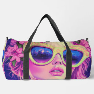 Sac De Sport Neon Dream Girl avec lunettes de soleil florales