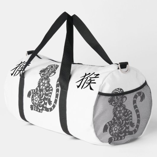 Sac De Sport Noir, Gris blanc, Année du singe Zodiaque chinois  (Coin droit)