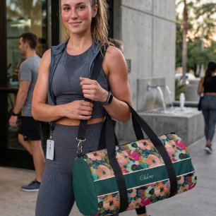 Sac De Sport Nom aquarelle florale 