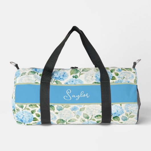 Sac De Sport Nom Aquarelle Hydrangea Bleue (Recto)