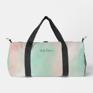 Sac De Sport Nom de script dégradé rose vert pastel féminin