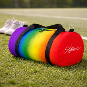 Sac De Sport Nom de script mosaïque arc-en-ciel moderne