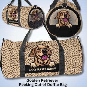 Sac De Sport Nom du chien, Votre nom, Golden Retriever + Paws