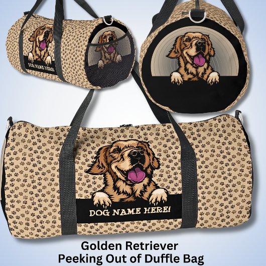 Sac De Sport Nom du chien, Votre nom, Golden Retriever + Paws