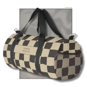 Sac De Sport Nom élégant intemporel Beige et carreaux foncés