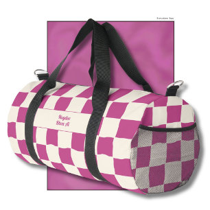 Sac De Sport Nom élégant intemporel Violet et Crème à carreaux